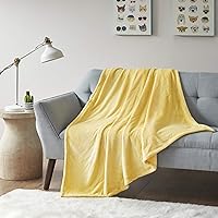 Intelligent Design Microlight Plush Luxury Oversized Throw Yellow 60x70 Premium Soft Cozy Microlight Plush For Bed, Couch or Sofa
