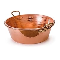 Mauviel M'Passion 1.2mm Hammered Copper Jam Pan With Brass Handles, 9.4-qt, Made In France