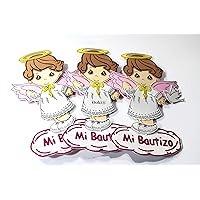 10pc Mi Bautizo Boy Girl Angel with Wings Ooki® Foam Decor Baptism Sign Recuerdo para Bautizo Centerpiece Angel with Halo Angel con Halo Angels EVA (Girl)