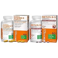 Methyl B12 5000 mcg Vitamin B12 Methylcobalamin Lozenges + Super B Vitamin B Complex Sustained Slow Release