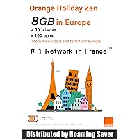 Orange Holiday – Europe Prepaid SIM Card COMBO Deal Official Authorized 8GB Internet Data in 4G/LTE (Data tethering Allowed) + 30min International Calls + 200 Texts from Europe to Any Country World