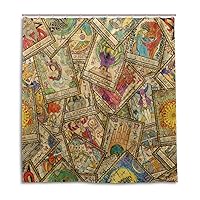 ALAZA Tarot Cards Vintage Shower Curtain 72 x 72 Inch Waterproof Polyester Decoration Bathroom Curtain with Hooks