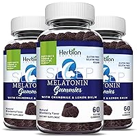 Melatonin Gummies with Herbal Blend, Helps Enhance Sleep & Facilitate Relaxation*, Natural Blueberry Flavor, Gluten-Free, 60 Pectin Gummies, Vegan, Made in USA, Pack of 3