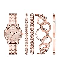 Folio Women's Glitz Rose Gold-Tone Watch and Bracelet Gift Set (Model: FMDFL2053)