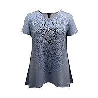 LEEBE Women and Plus Size Short Sleeve High-Low Hem Tunic Print Top (Small-5X)