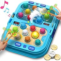 HopeRock Toddler Toys for 3 4 5 Year Old Boys,Toddler Games,with 2 Hammers,5 Modes Light-Up,9 Music Sprays,Interactive Educational Pounding Toys, Toys for 3-5 Year Old Boys