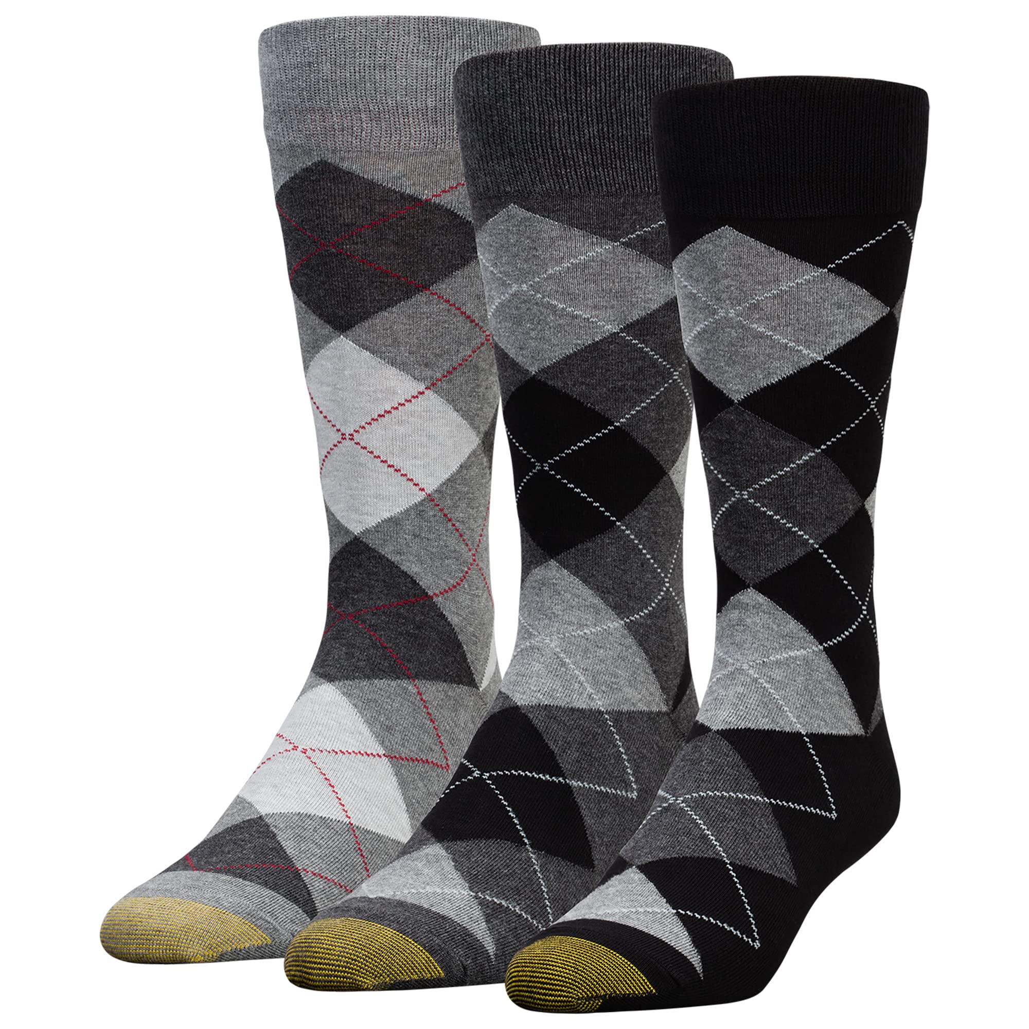 GOLDTOE Men's Carlyle Argyle Crew Dress Socks, 3-Pairs