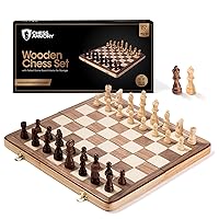 Chess Armory Chess Sets 15 Inch Wooden Chess Set Board Game for Adults and Kids with Extra Queen Pieces & Storage Box