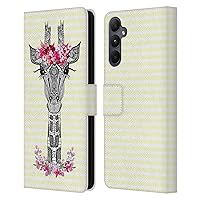Head Case Designs Officially Licensed Monika Strigel Yellow Flower Giraffe and Stripes Leather Book Wallet Case Cover Compatible with Samsung Galaxy A05s