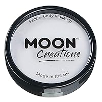 Pro Face & Body Paint Cake Pots by Moon Creations - White - Professional Water Based Face Paint Makeup for Adults, Kids - 1.26oz