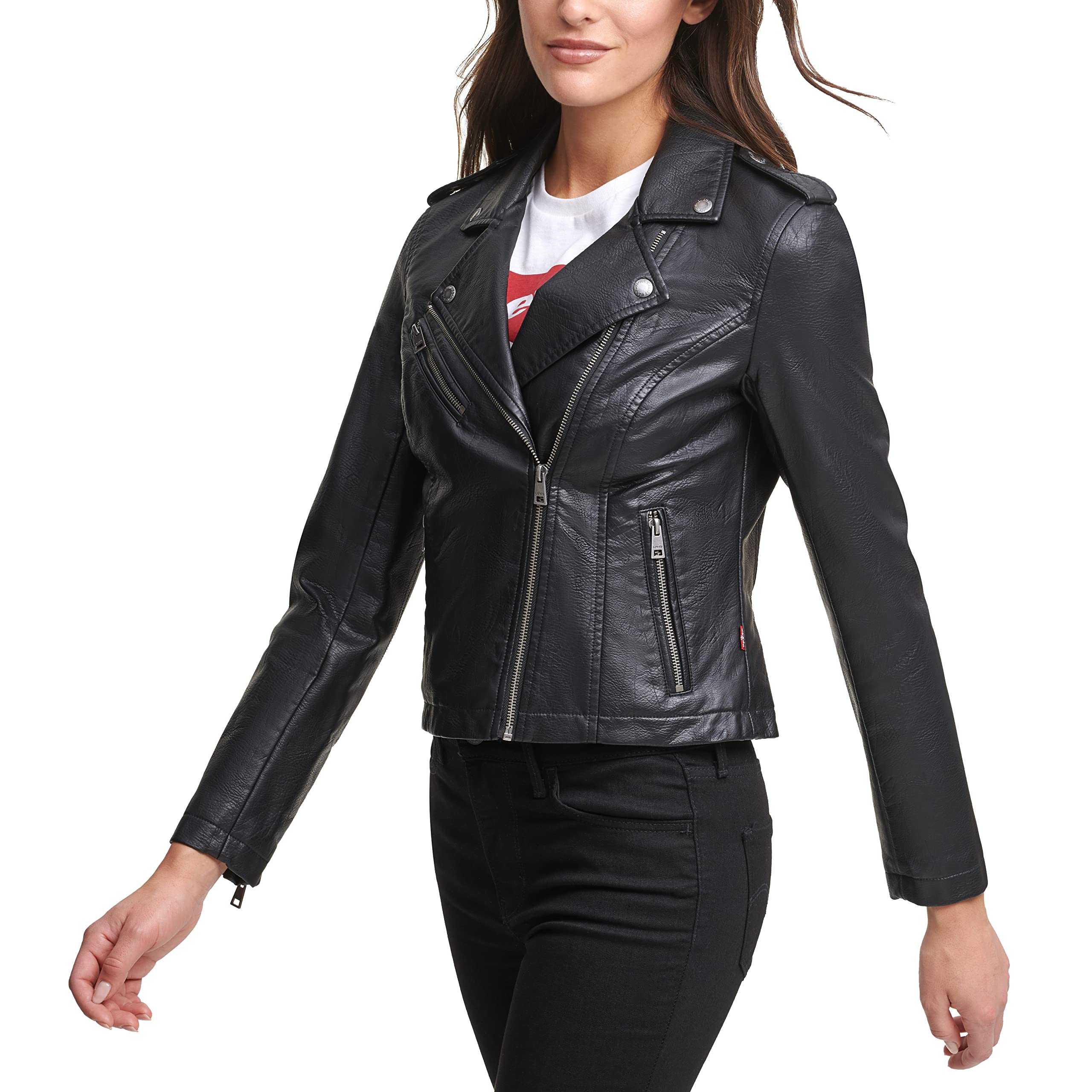 Levi's Women's Faux Leather Classic Asymmetrical Motorcycle Jacket (Standard & Plus Sizes)