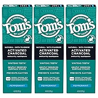Activated Charcoal Whitening Toothpaste with Fluoride, Peppermint, 4.7 oz. 3-Pack (Packaging May Vary)