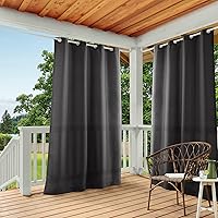 Cabana Solid Indoor/Outdoor Light Filtering Grommet Top Curtain Panel Pair, 54