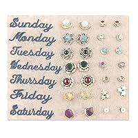 NOVICA Artisan Handmade Gemstone Stud Earrings Polished Finish Sterling Silver Multigem Assorted India Floral Star 'Life Gems' (Set of 14)
