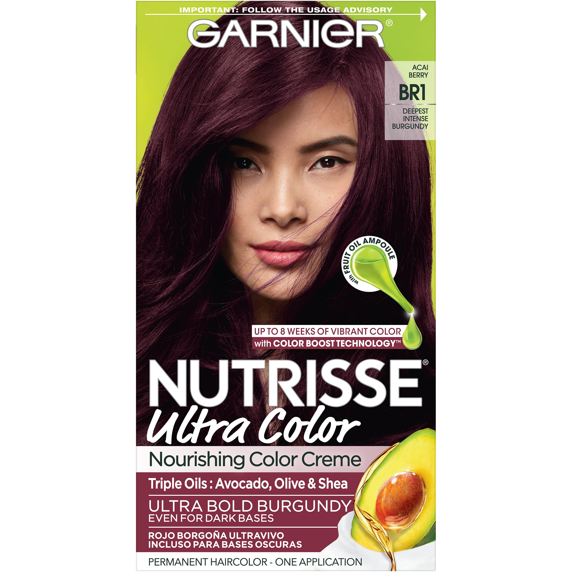 Mua Garnier Hair Color Nutrisse Ultra Color Nourishing Creme, BR1 Deepest  Intense Burgundy (Acai Berry) Red Permanent Hair Dye, 1 Count (Packaging  May Vary) trên Amazon Mỹ chính hãng 2023 | Fado