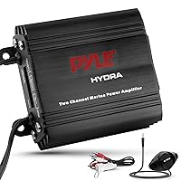 Pyle 2-Channel Marine Amplifier Receiver - Waterproof and Weatherproof Audio Subwoofer for Boat Stereo Speaker & Other Watercraft - 400 Watt Power, Wired RCA, AUX and MP3 Audio Input Cable PLMRMP1B