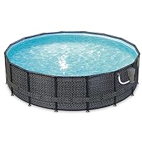 Summer Waves P4A01648B 16ft x 48in Above Ground Frame Outdoor Swimming Pool Set w/ Filter Pump, Pool Cover, Ladder, Ground Cloth, & Maintenance Kit