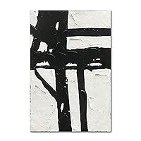 NANKAI Hand-Painted Black And White Abstract Wall Art Contemporary Minimalist Oil Painting Art 45x30 inch Large Painting Art For Home Walls Living Room Hallway Wall Decoration
