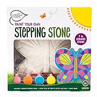 Creative Roots Mosaic Butterfly Stepping Stone Kit, Includes 7-Inch Ceramic Stepping Stone & 6 Vibrant Paints, Paint Your Own Stepping Stone, DIY Stepping Stone for Kids Ages 8+ White
