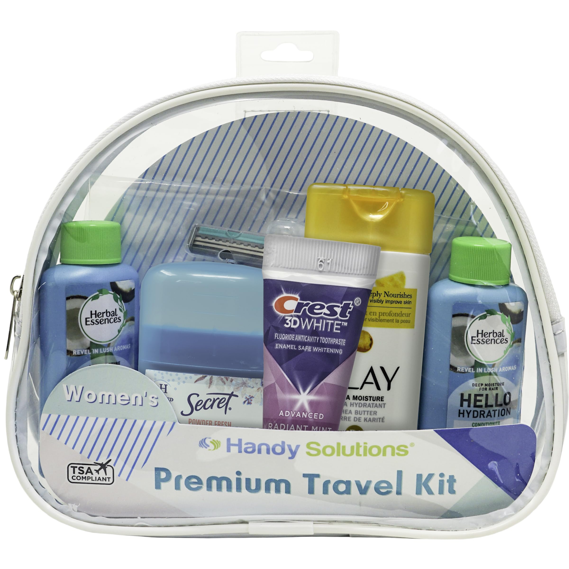 Handy Solutions Premium Women’s 7Piece Travel Size Kit, clear, 1 Count