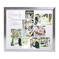 Kate & Milo Happily Forever After Collage Picture Wedding and Newlyweds, Bridal Shower Gift, Modern Wedding Keepsake Frame, Wedding Registry Gift, Silver Frame