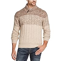 Weatherproof Mens Ombre Shawl Sweater, Beige, Medium