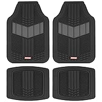 Motor Trend DualFlex™ Rubber Floor Mats for Car Truck Van & SUV - Waterproof Car Floor Mats with Drainage Channels, All-Weather Car Mats with Sporty Two-Tone Design, Automotive Floor Mats (Gray)