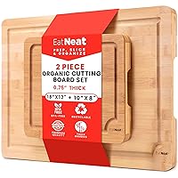 EatNeat 2 Bamboo Cutting Boards for Kitchen: Durable & Hygienic Versatile Wood Cutting Board for Meats, Fruits & Vegetables, Perfect for Heavy-Duty Food Prep at Home, Restaurants & Outdoor Cooking