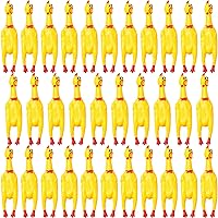 Honoson 32 Pcs 12'' Rubber Chicken Dog Toy Squeeze Screaming Chicken Toy Novelty Squeaky Chicken Squawking Loud Noise Makers for Adults Teens Dogs Pets Reduce Separation Stress Anxiety Gifts (Yellow)