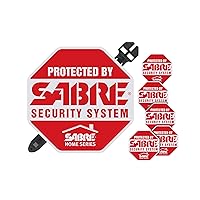 SABRE Yard Sign and Security Decals, Warns Intruders That The Property Is Secured With An Alarm, Bold Red Color For Visibility, Includes Stake For Yard Sign, Decals Easily Stick To Windows