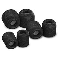 Isolation Plus Memory Foam Earbuds Tips for Sennheiser Momentum/HD 1, IE 800 S, CX 3.00, 5.00, 6.00BT & 7.00BT with Noise Reduction, WaxGuard, and Secure Fit (Assorted, 3 Pair),Black
