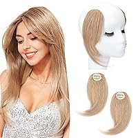 Side Bangs Hair Clip,SEGO 100% Real Human Hair Clip on Bangs 10 Inch French Fringe Bangs with Temples,#27 Dark Blonde(2 pcs,15g/pc）