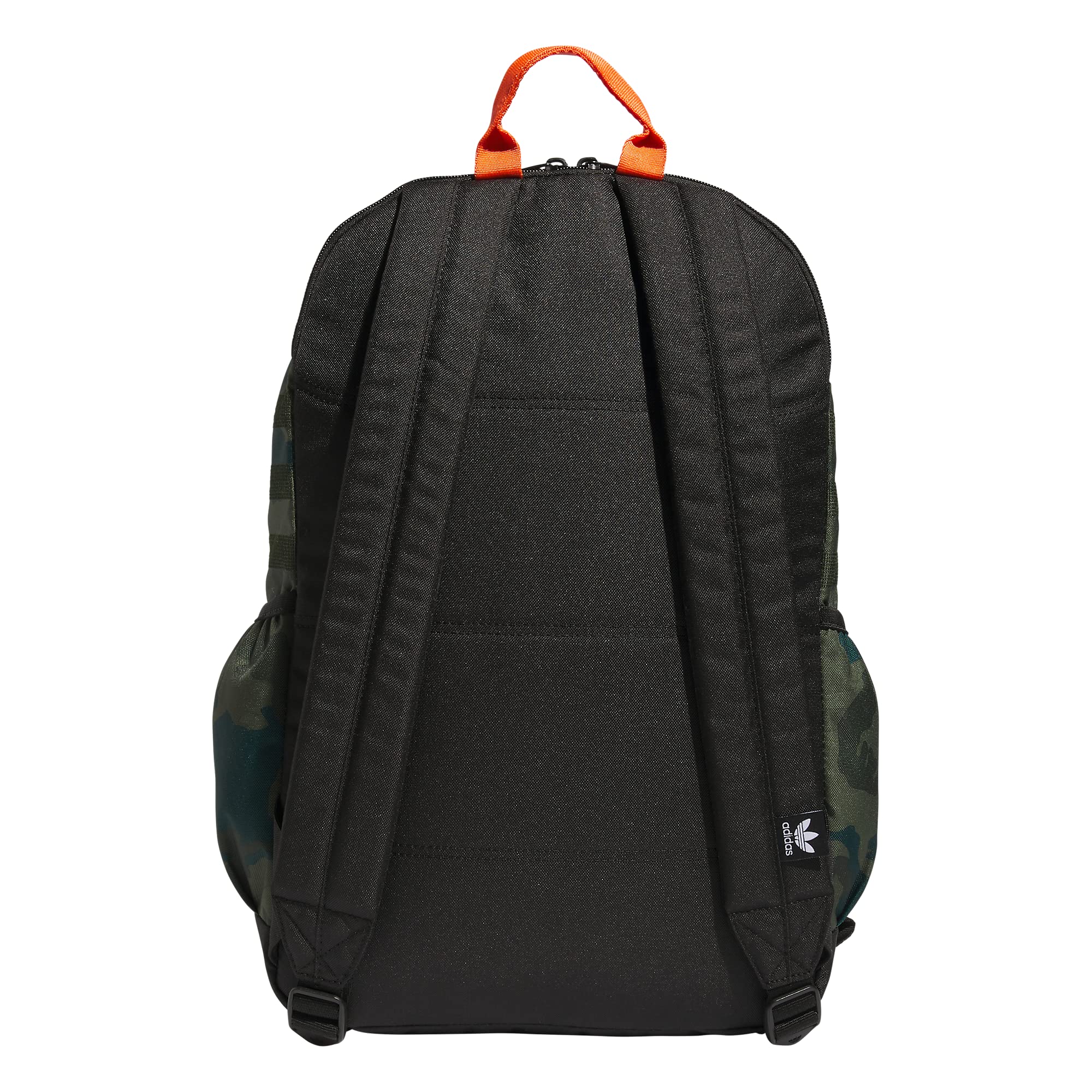 adidas Originals National 3.0 Backpack, Classic Camo Olive Cargo/Black/Impact Orange, One Size