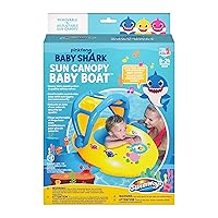 SwimWays Pinkfong Baby Shark Sun Canopy Baby Boat with Music
