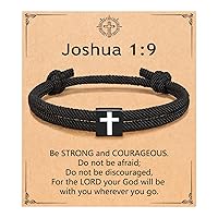UNGENT THEM Men Adjustable Braided Rope Cross Bracelet - Easter Christmas Christian Baptism Birthday Gifts for Boys Teens