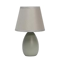 Simple Designs LT2009-GRY Mini Egg Oval Ceramic Table Desk Lamp, Gray