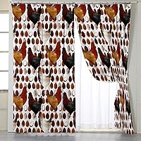 BlessLiving Chicken Window Drapes Vintage Eggs Curtains Rustic Farm Window Treatment Sets for Living Room, 1 Panel, 42