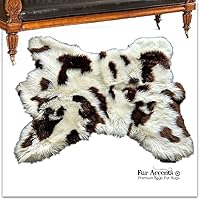 Bear Skin Rug - Luxury Soft and Thick Faux Fur- Brown Spotted Cruelty Free Sheepskin Shag - Designer Rugs by Fur Accents - USA (4'x6')