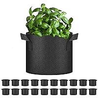 20-Pack 5 Gallon Grow Bags, Aeration Nonwoven Fabric Plant Pots with Handles, Heavy Duty Gardening Planter for Potato, Tomato, Vegetable and Fruits, Black
