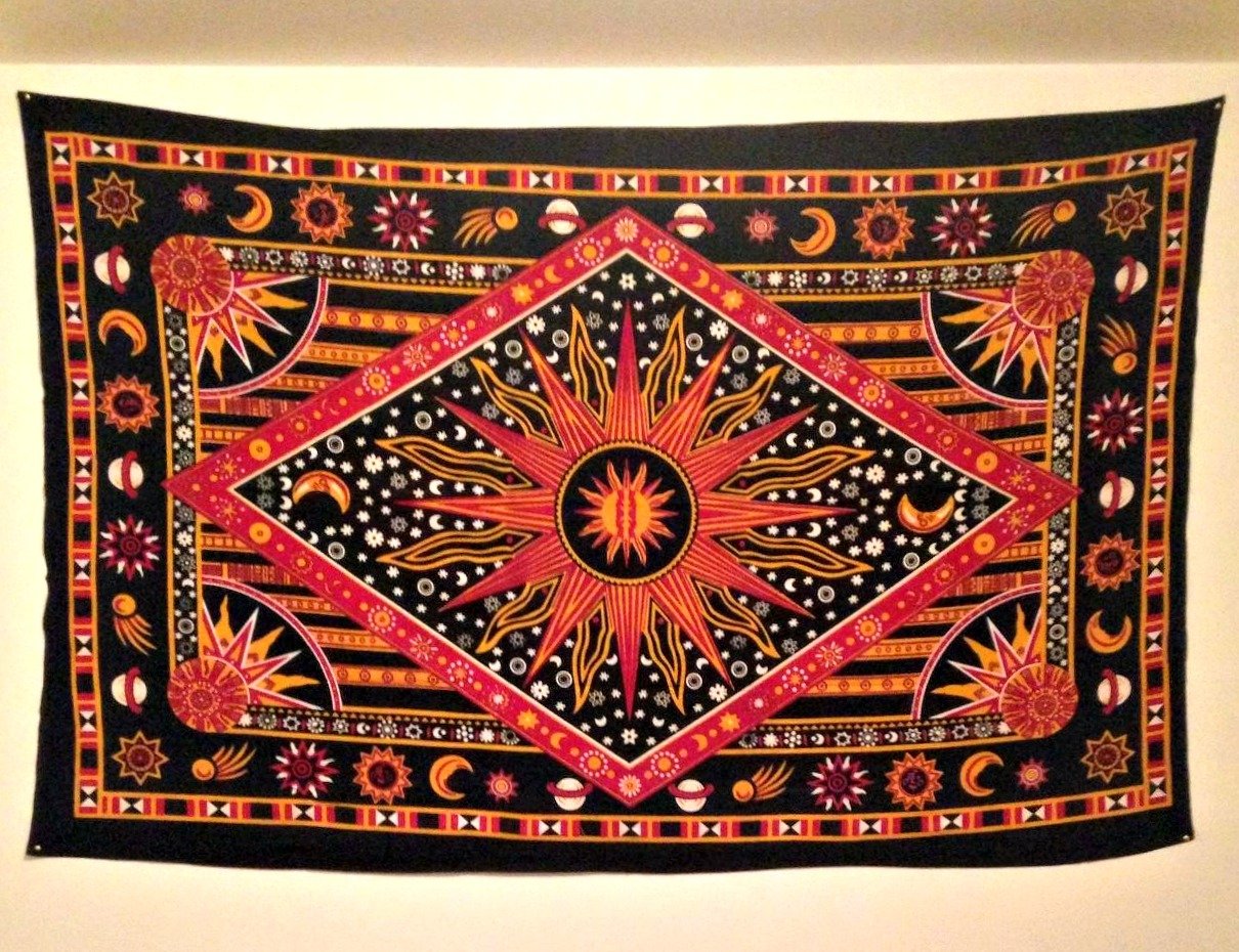 Indian Tapestry Celestial Wall Decor Burning Sun Tapestries College Dorm Hanging 