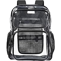 F-color Clear Backpack Heavy Duty - Large Clear Backpacks for School PVC Transparent Bookbag for Students Work Travel
