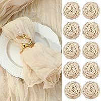 100 Pieces Gauze Cheesecloth Napkins 19.7 x 19.7 Inch Dinner Cloth Napkins with Wrinkled Decorative Cloth Napkins for Home Wedding Rustic Table Decoration (Beige)
