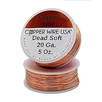 Solid Bare Copper Round Wire 5 Oz Spool Dead Soft 12 to 30 Ga (20 Ga / 108 Ft)