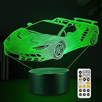 Race Car Gifts,Car Lamp Car Party Supplies 7 Color Changing Nightlight with Touch and Remote Control（Timer,Car Light Birthday Christmas Gift