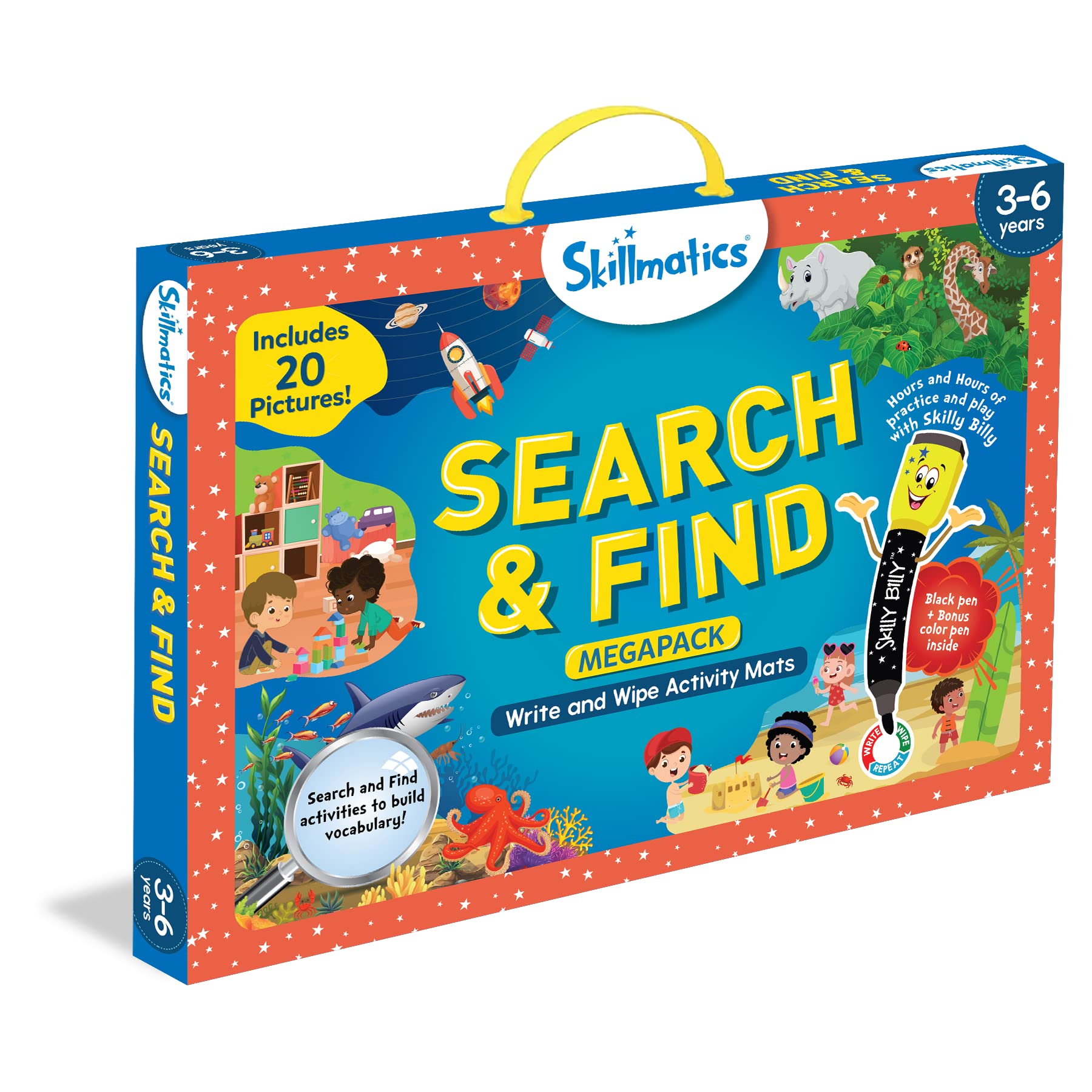 Skillmatics Educational Game - Search and Find Megapack, Reusable Activity Mats with 2 Dry Erase Markers, Gifts for Ages 3 to 6