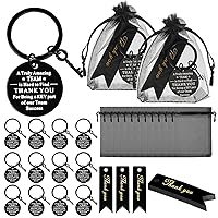 Yinkin 36 Pcs Employee Appreciation Gifts Thank You Coworker Keychain Gifts with Organza Bags and Thank You Cards(Black)