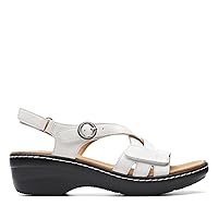 Clarks Women's Merliah Bonita Wedge Sandal, White Leather, 9 Narrow