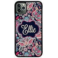 Pretty Turquoise Pink Paisley Case Compatible iPhone 11 6.1 inch Initials Monogram Personalized Custom iP11