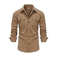 Casual Dress Shirt for Men, Mens Button Down Shirts Long-Sleeve Work Shirt Stretch Long Sleeve Tops with Pocket