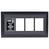 [10x20 4 Opening 4x6 Black Picture Frame with 10x20 Black Mat Collage including Full Strength Glass, Alphabet Photography